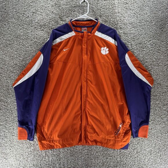 Vintage Clemson Jacket Mens XL Orange Full Zip Nike Fit Storm Windbreaker Y2K - Picture 1 of 15